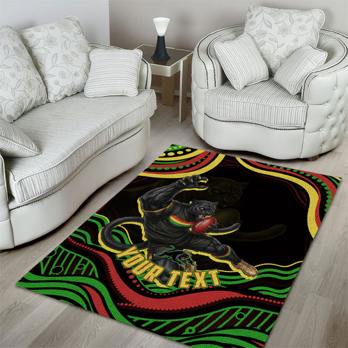 Personalized Penrith Panthers Rugby Mascot Area Rug Aboriginal Dot Art - Dreamtime Rugby Mascot