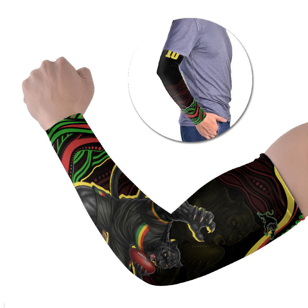 Personalized Penrith Panthers Rugby Mascot Arm Sleeves Aboriginal Dot Art - Dreamtime Rugby Mascot