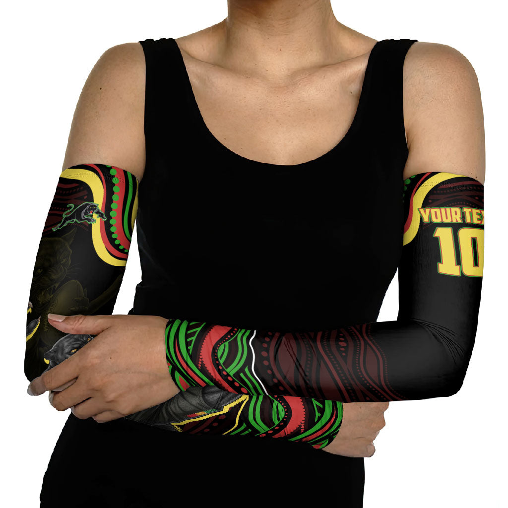 Personalized Penrith Panthers Rugby Mascot Arm Sleeves Aboriginal Dot Art - Dreamtime Rugby Mascot