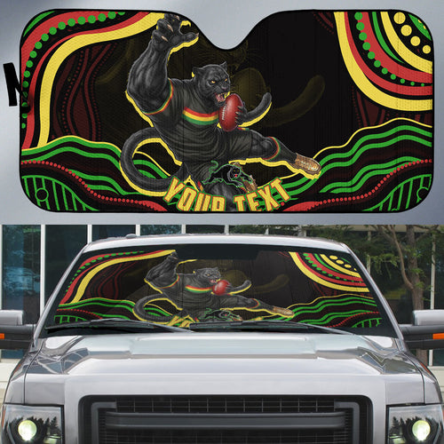 Personalized Penrith Panthers Rugby Mascot Auto Sun Shade Aboriginal Dot Art - Dreamtime Rugby Mascot