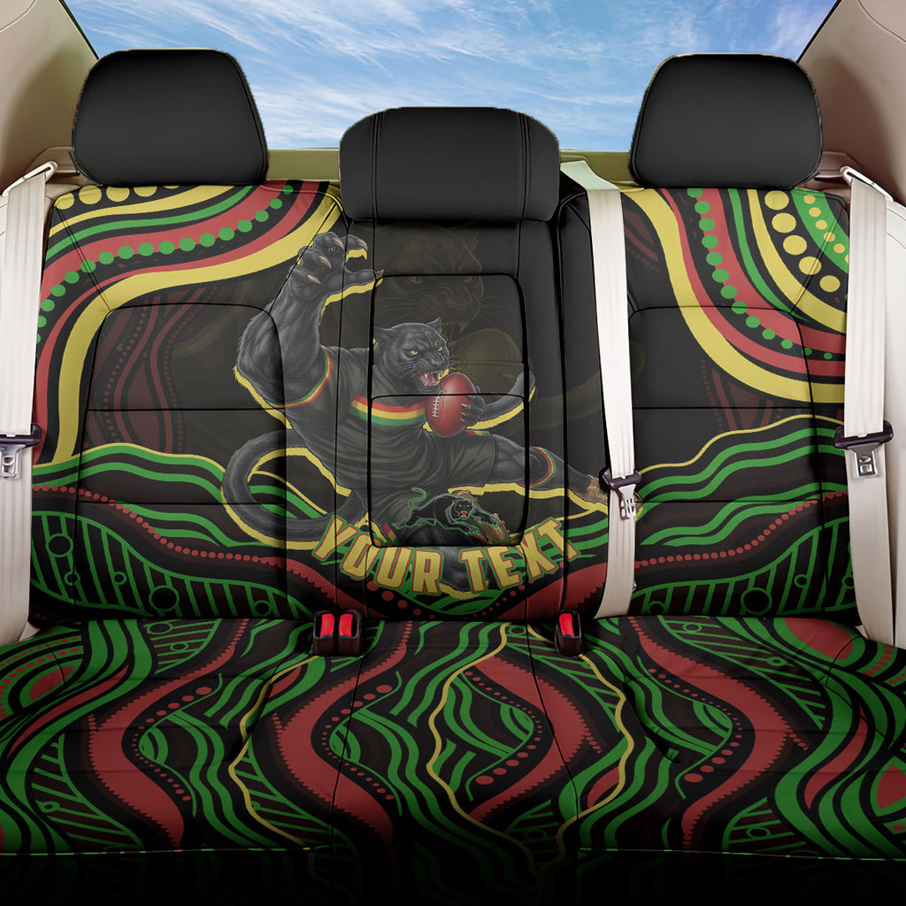 Personalized Penrith Panthers Rugby Mascot Back Car Seat Cover Aboriginal Dot Art - Dreamtime Rugby Mascot