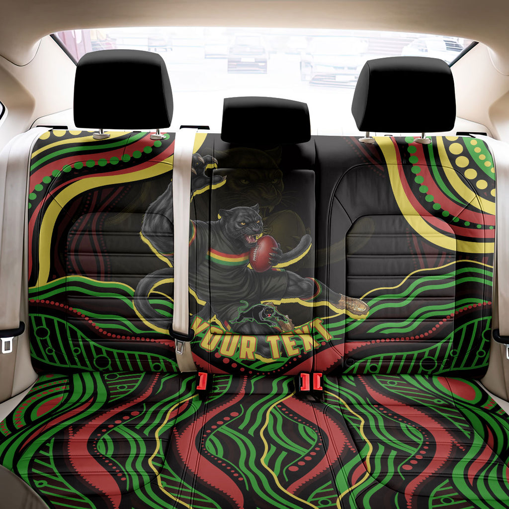 Personalized Penrith Panthers Rugby Mascot Back Car Seat Cover Aboriginal Dot Art - Dreamtime Rugby Mascot