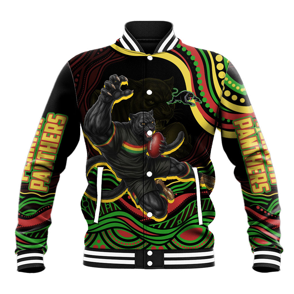 Personalized Penrith Panthers Rugby Mascot Baseball Jacket Aboriginal Dot Art - Dreamtime Rugby Mascot