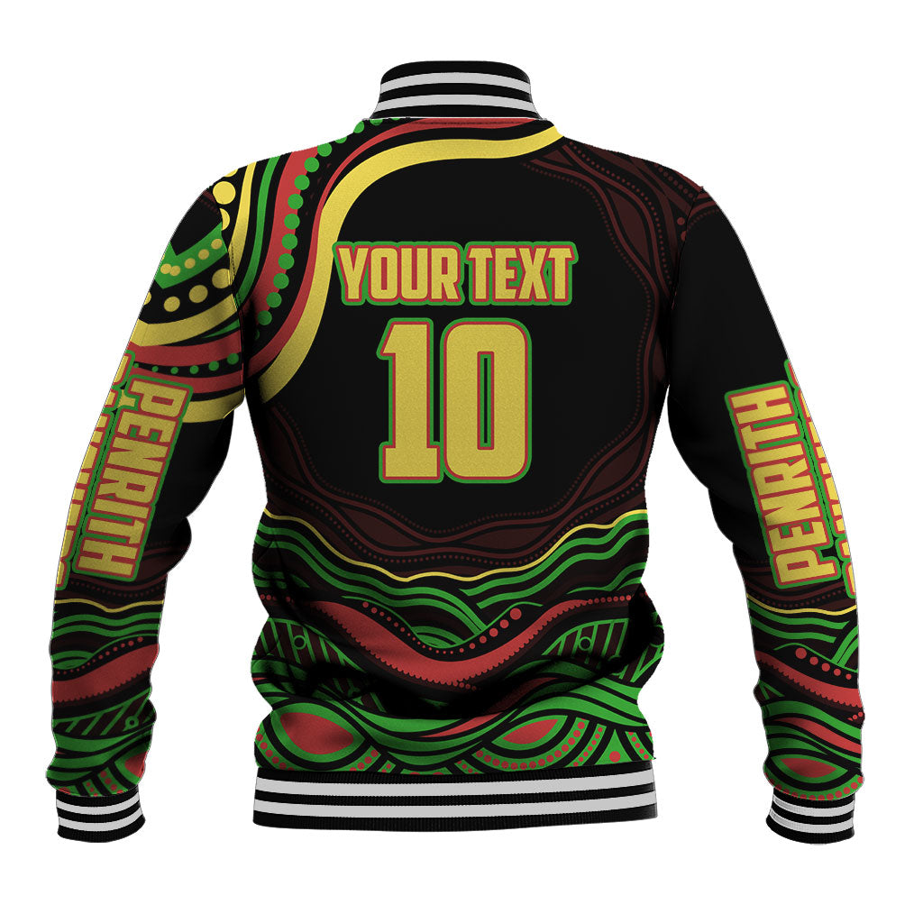 Personalized Penrith Panthers Rugby Mascot Baseball Jacket Aboriginal Dot Art - Dreamtime Rugby Mascot