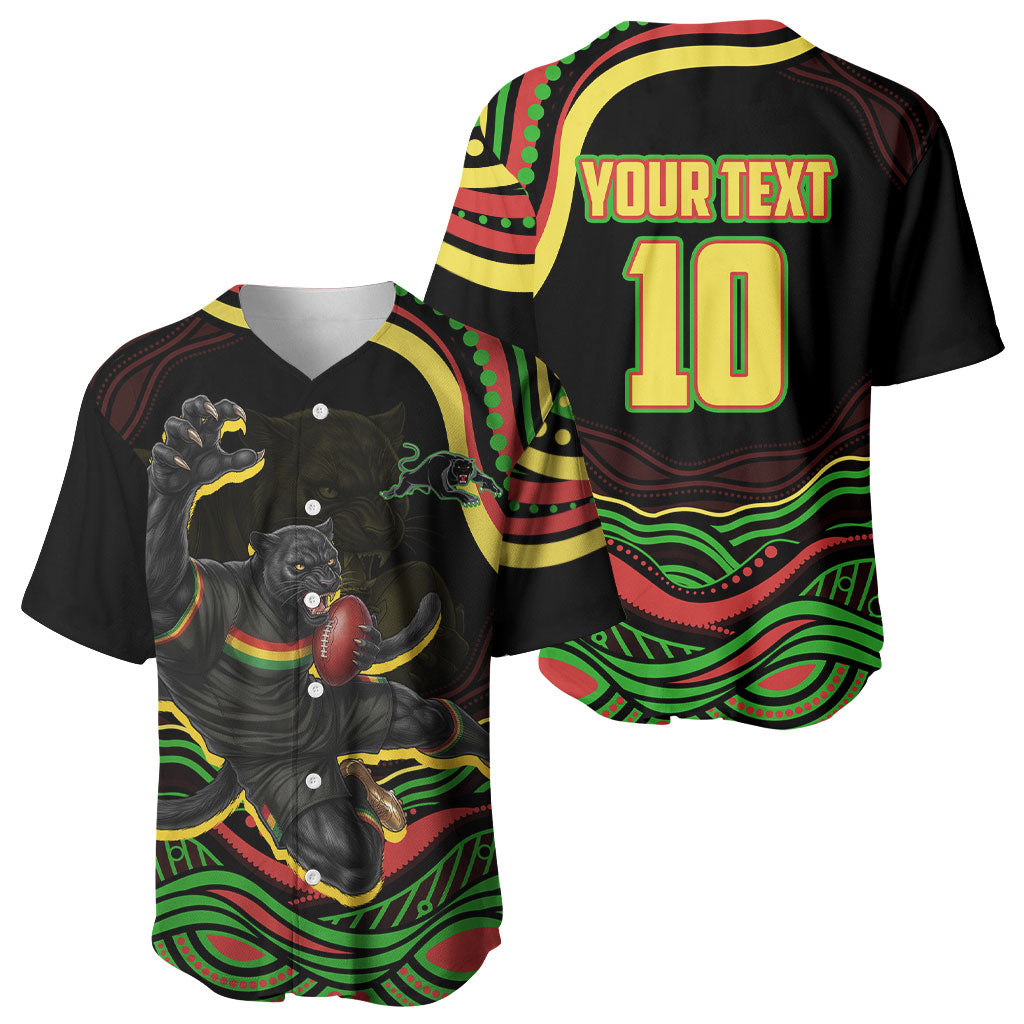 Personalized Penrith Panthers Rugby Mascot Baseball Jersey Aboriginal Dot Art - Dreamtime Rugby Mascot