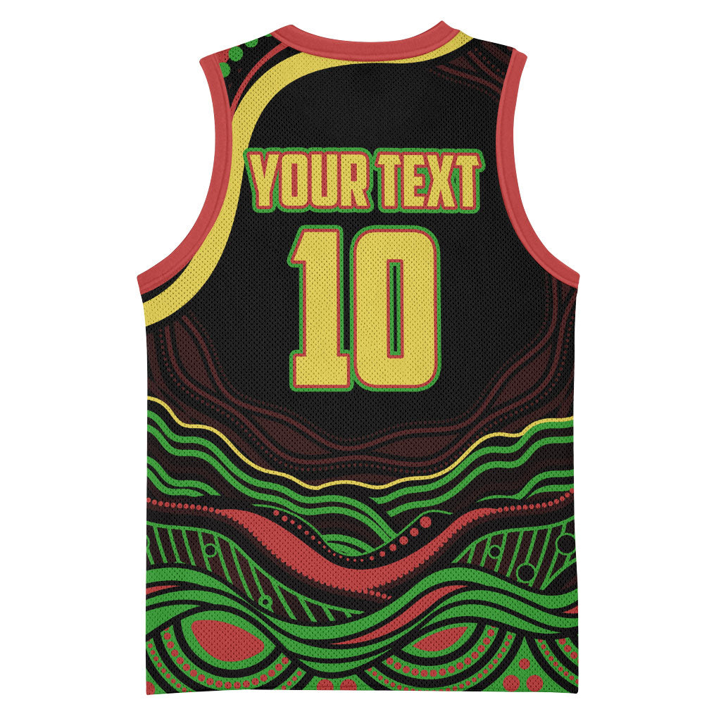 Personalized Penrith Panthers Rugby Mascot Basketball Jersey Aboriginal Dot Art - Dreamtime Rugby Mascot