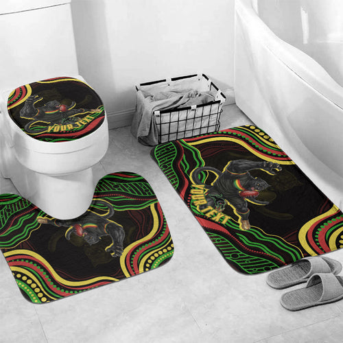 Personalized Penrith Panthers Rugby Mascot Bathroom Set Aboriginal Dot Art - Dreamtime Rugby Mascot