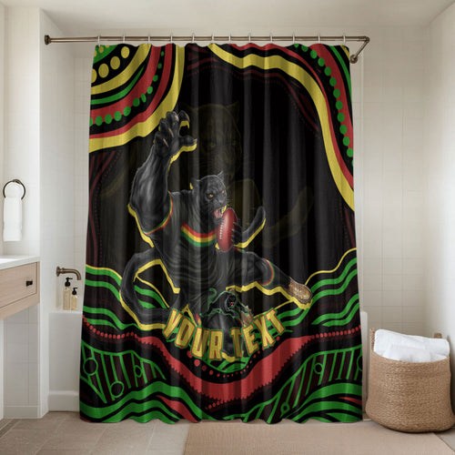 Personalized Penrith Panthers Rugby Mascot Bathroom Set Aboriginal Dot Art - Dreamtime Rugby Mascot
