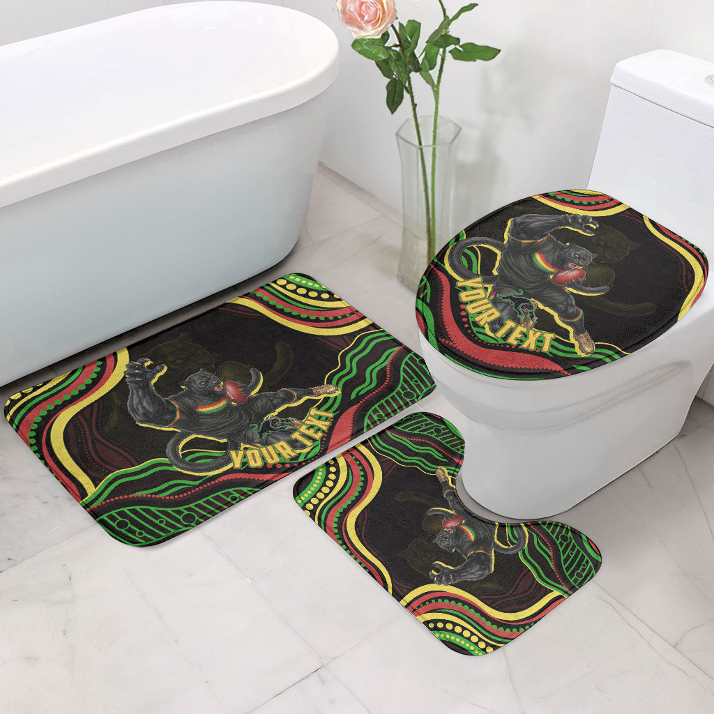 Personalized Penrith Panthers Rugby Mascot Bathroom Set Aboriginal Dot Art - Dreamtime Rugby Mascot