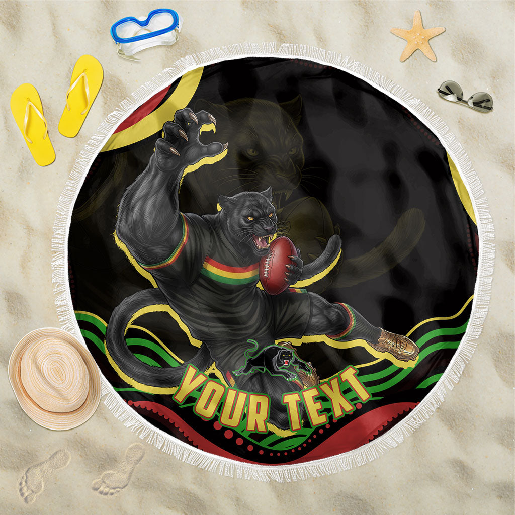 Personalized Penrith Panthers Rugby Mascot Beach Blanket Aboriginal Dot Art - Dreamtime Rugby Mascot
