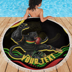 Personalized Penrith Panthers Rugby Mascot Beach Blanket Aboriginal Dot Art - Dreamtime Rugby Mascot