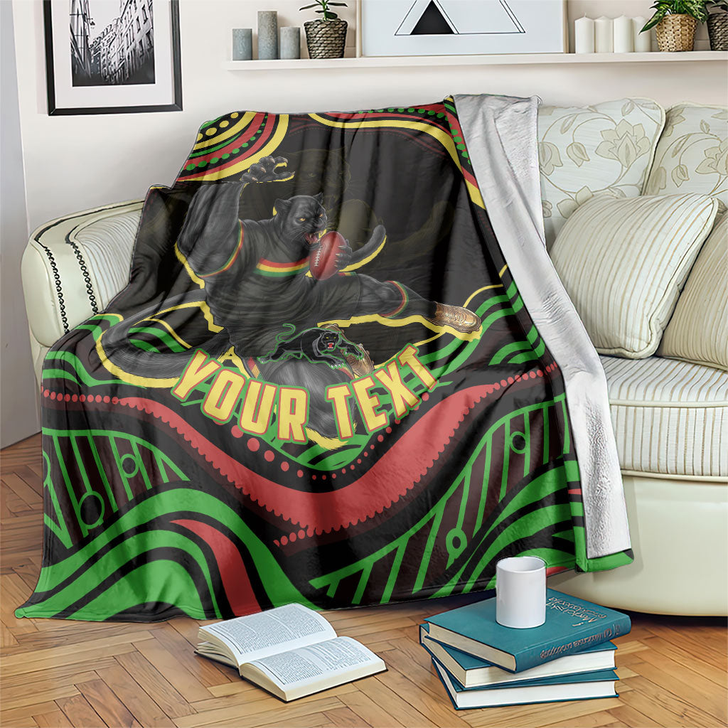 Personalized Penrith Panthers Rugby Mascot Blanket Aboriginal Dot Art - Dreamtime Rugby Mascot