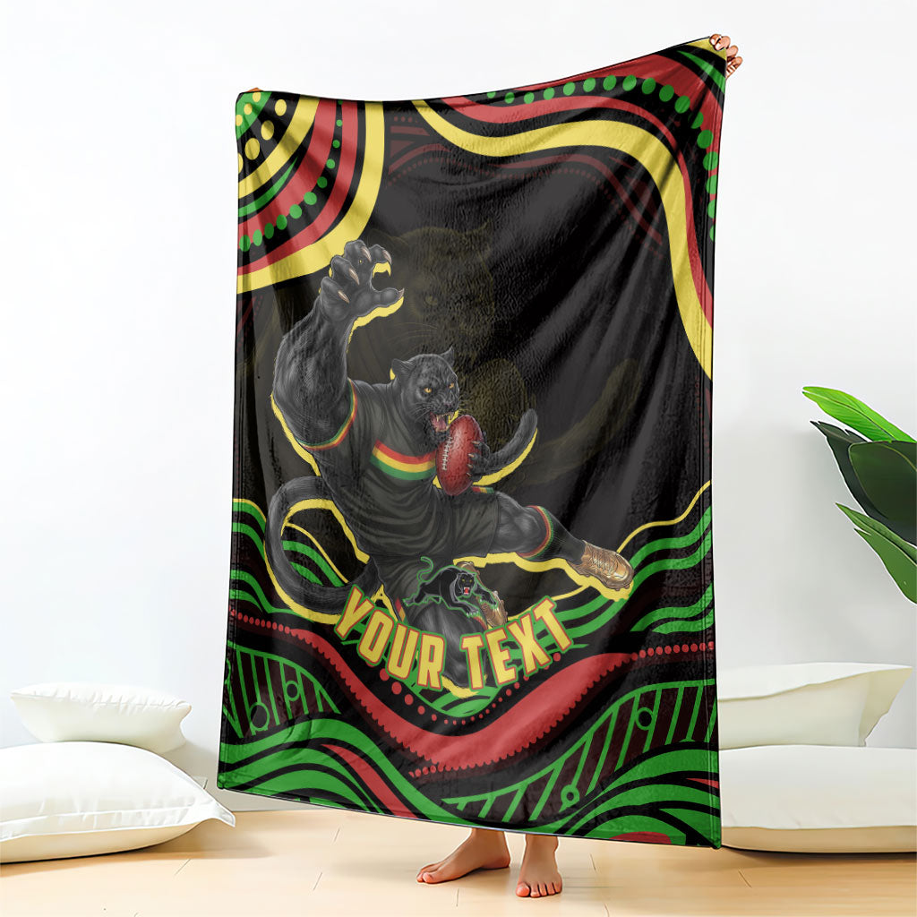 Personalized Penrith Panthers Rugby Mascot Blanket Aboriginal Dot Art - Dreamtime Rugby Mascot