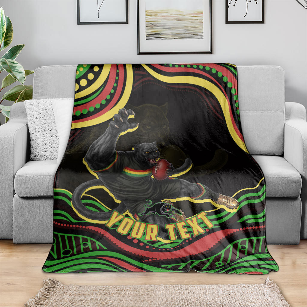 Personalized Penrith Panthers Rugby Mascot Blanket Aboriginal Dot Art - Dreamtime Rugby Mascot