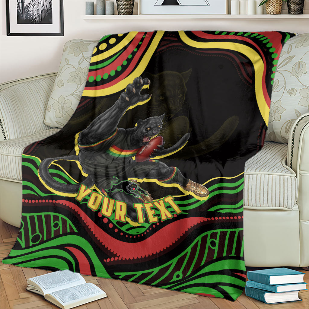 Personalized Penrith Panthers Rugby Mascot Blanket Aboriginal Dot Art - Dreamtime Rugby Mascot