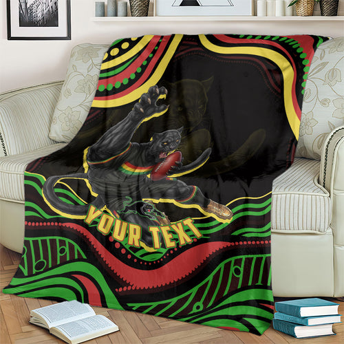 Personalized Penrith Panthers Rugby Mascot Blanket Aboriginal Dot Art - Dreamtime Rugby Mascot