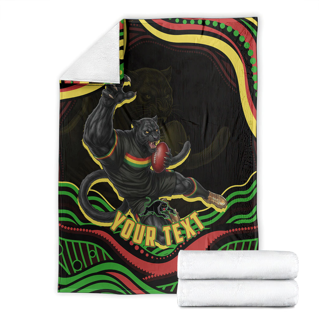 Personalized Penrith Panthers Rugby Mascot Blanket Aboriginal Dot Art - Dreamtime Rugby Mascot