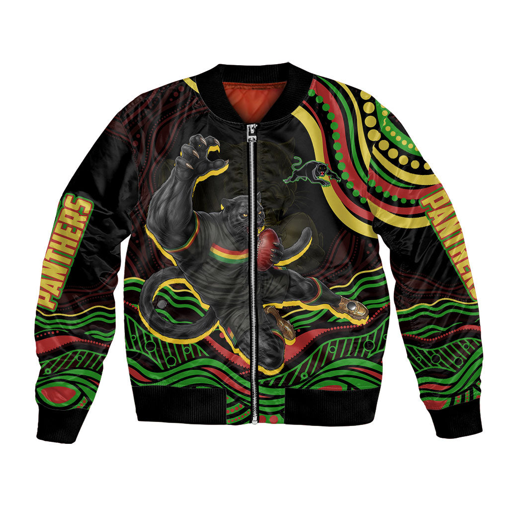 Personalized Penrith Panthers Rugby Mascot Bomber Jacket Aboriginal Dot Art - Dreamtime Rugby Mascot