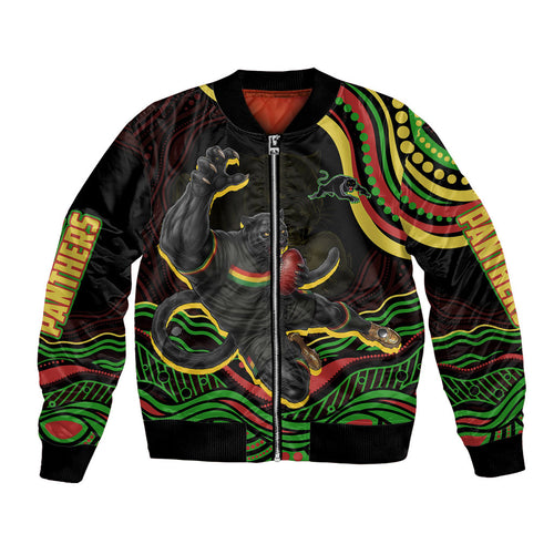 Personalized Penrith Panthers Rugby Mascot Bomber Jacket Aboriginal Dot Art - Dreamtime Rugby Mascot