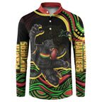 Personalized Penrith Panthers Rugby Mascot Button Sweatshirt Aboriginal Dot Art - Dreamtime Rugby Mascot