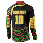 Personalized Penrith Panthers Rugby Mascot Button Sweatshirt Aboriginal Dot Art - Dreamtime Rugby Mascot