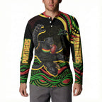 Personalized Penrith Panthers Rugby Mascot Button Sweatshirt Aboriginal Dot Art - Dreamtime Rugby Mascot