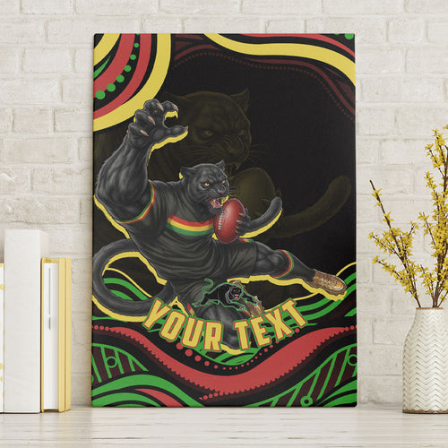 Personalized Penrith Panthers Rugby Mascot Canvas Wall Art Aboriginal Dot Art - Dreamtime Rugby Mascot