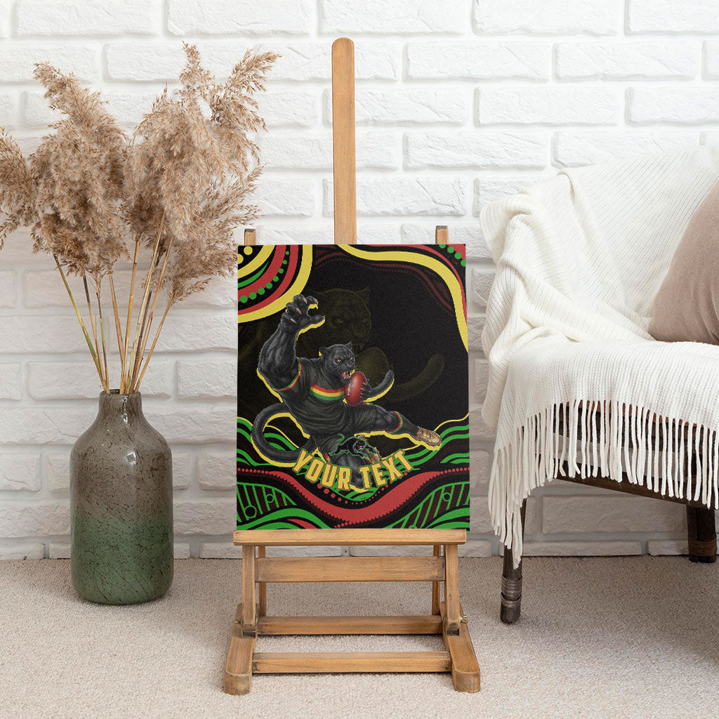 Personalized Penrith Panthers Rugby Mascot Canvas Wall Art Aboriginal Dot Art - Dreamtime Rugby Mascot