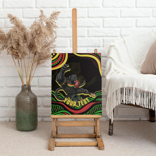Personalized Penrith Panthers Rugby Mascot Canvas Wall Art Aboriginal Dot Art - Dreamtime Rugby Mascot