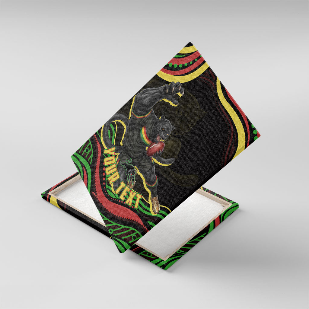 Personalized Penrith Panthers Rugby Mascot Canvas Wall Art Aboriginal Dot Art - Dreamtime Rugby Mascot