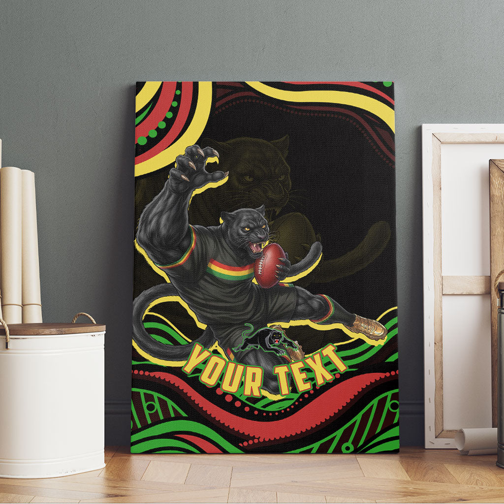 Personalized Penrith Panthers Rugby Mascot Canvas Wall Art Aboriginal Dot Art - Dreamtime Rugby Mascot
