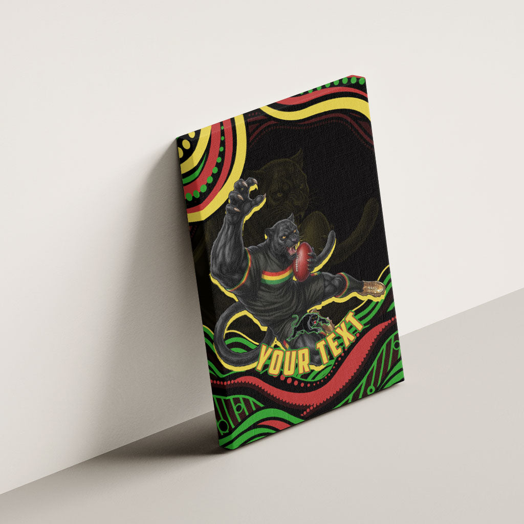 Personalized Penrith Panthers Rugby Mascot Canvas Wall Art Aboriginal Dot Art - Dreamtime Rugby Mascot