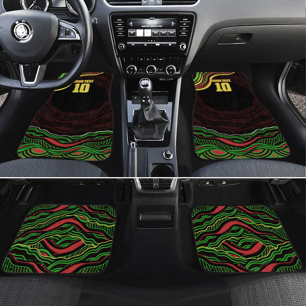 Personalized Penrith Panthers Rugby Mascot Car Mats Aboriginal Dot Art - Dreamtime Rugby Mascot
