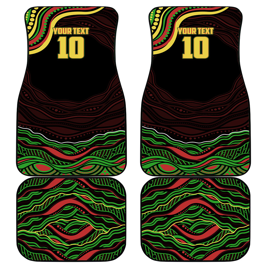 Personalized Penrith Panthers Rugby Mascot Car Mats Aboriginal Dot Art - Dreamtime Rugby Mascot