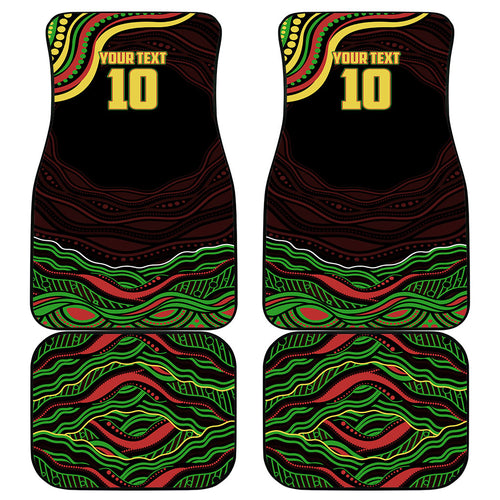 Personalized Penrith Panthers Rugby Mascot Car Mats Aboriginal Dot Art - Dreamtime Rugby Mascot
