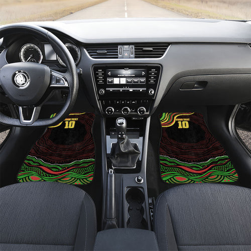 Personalized Penrith Panthers Rugby Mascot Car Mats Aboriginal Dot Art - Dreamtime Rugby Mascot