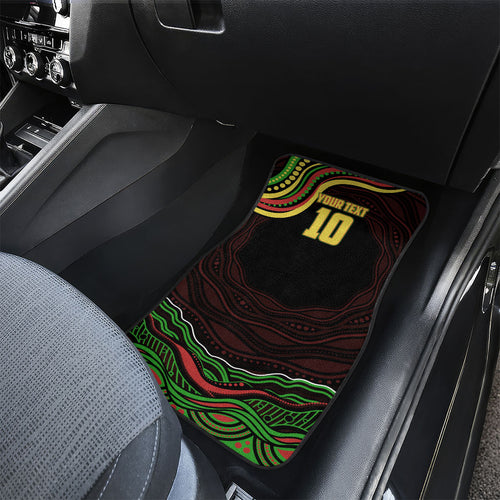 Personalized Penrith Panthers Rugby Mascot Car Mats Aboriginal Dot Art - Dreamtime Rugby Mascot