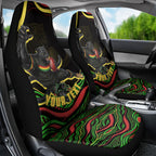 Personalized Penrith Panthers Rugby Mascot Car Seat Cover Aboriginal Dot Art - Dreamtime Rugby Mascot
