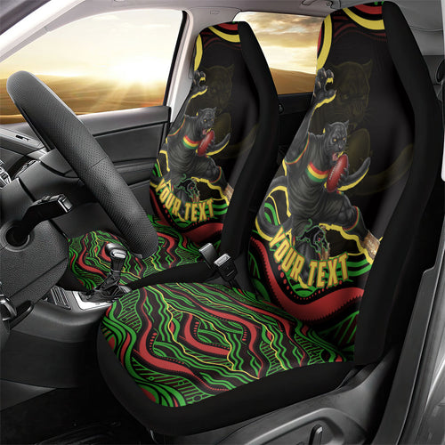 Personalized Penrith Panthers Rugby Mascot Car Seat Cover Aboriginal Dot Art - Dreamtime Rugby Mascot