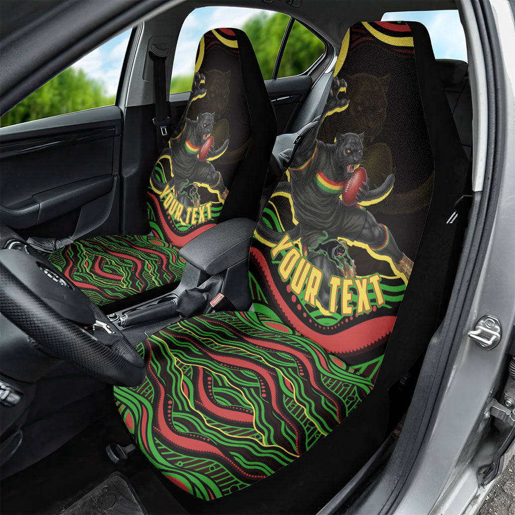 Personalized Penrith Panthers Rugby Mascot Car Seat Cover Aboriginal Dot Art - Dreamtime Rugby Mascot