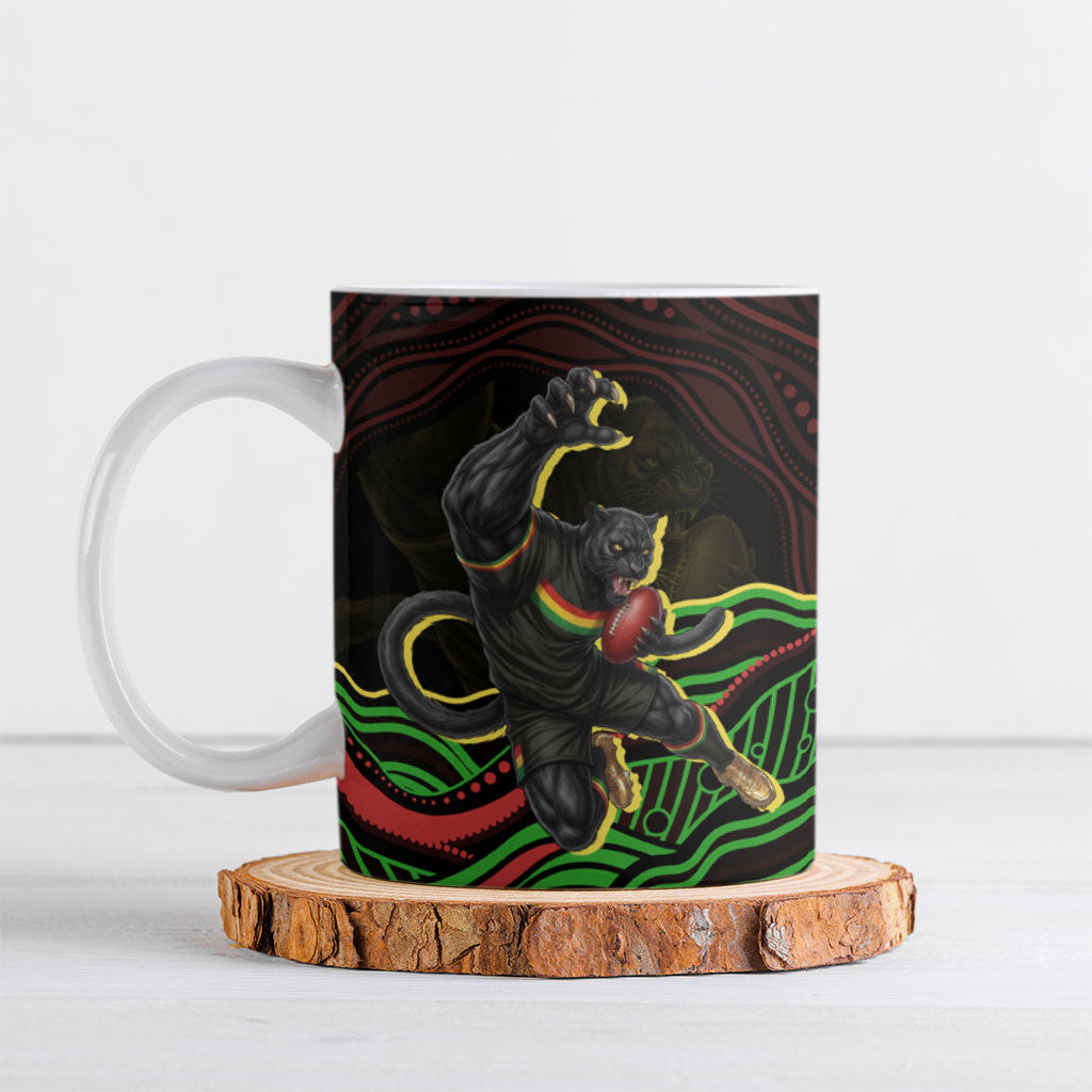 Personalized Penrith Panthers Rugby Mascot Ceramic Mug Aboriginal Dot Art - Dreamtime Rugby Mascot