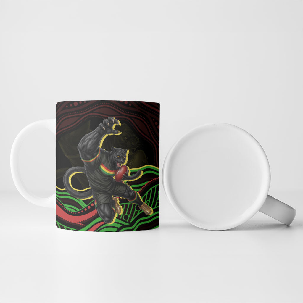 Personalized Penrith Panthers Rugby Mascot Ceramic Mug Aboriginal Dot Art - Dreamtime Rugby Mascot