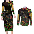 Personalized Penrith Panthers Rugby Mascot Couples Matching Long Sleeve Bodycon Dress and Long Sleeve Button Shirt Aboriginal Dot Art - Dreamtime Rugby Mascot