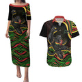 Personalized Penrith Panthers Rugby Mascot Couples Matching Puletasi and Hawaiian Shirt Aboriginal Dot Art - Dreamtime Rugby Mascot