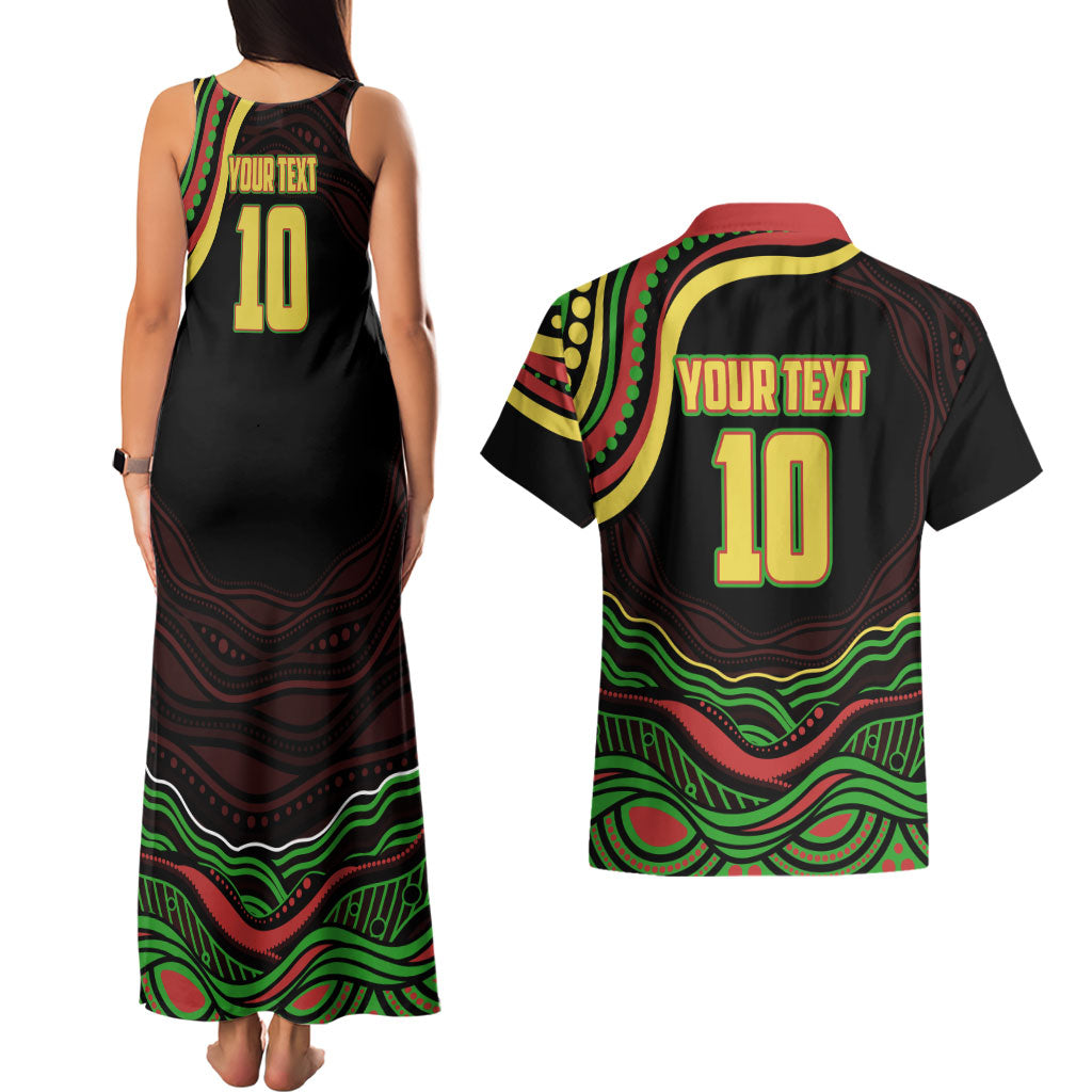 Personalized Penrith Panthers Rugby Mascot Couples Matching Tank Maxi Dress and Hawaiian Shirt Aboriginal Dot Art - Dreamtime Rugby Mascot
