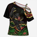 Personalized Penrith Panthers Rugby Mascot Cross Shoulder Shirt Aboriginal Dot Art - Dreamtime Rugby Mascot