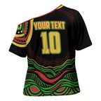 Personalized Penrith Panthers Rugby Mascot Cross Shoulder Shirt Aboriginal Dot Art - Dreamtime Rugby Mascot