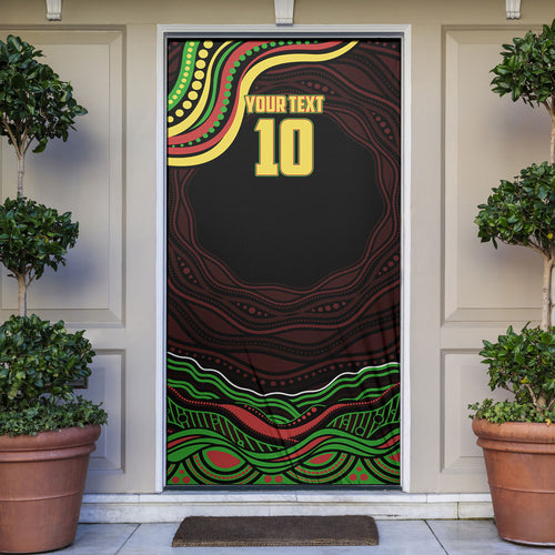 Personalized Penrith Panthers Rugby Mascot Door Cover Aboriginal Dot Art - Dreamtime Rugby Mascot