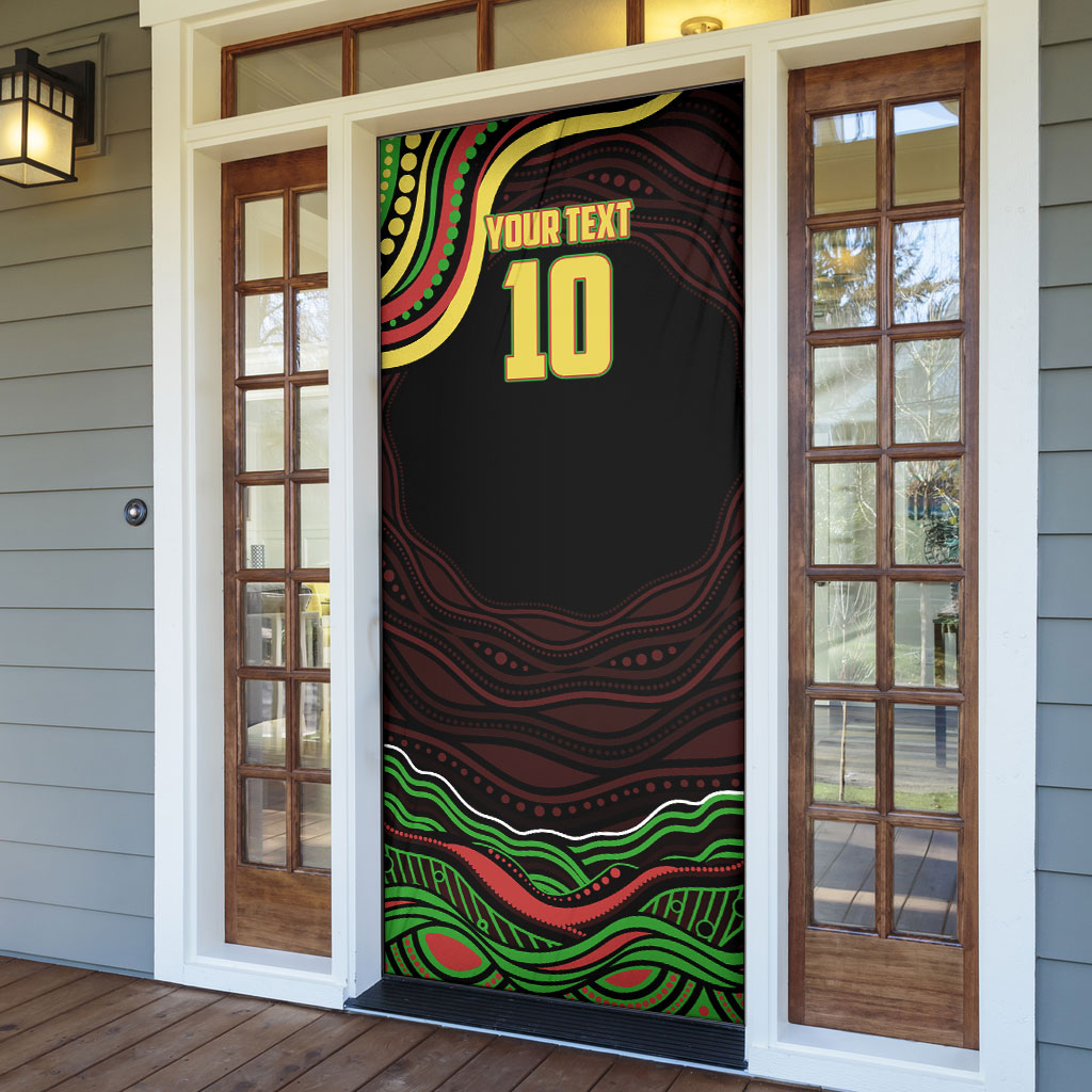 Personalized Penrith Panthers Rugby Mascot Door Cover Aboriginal Dot Art - Dreamtime Rugby Mascot