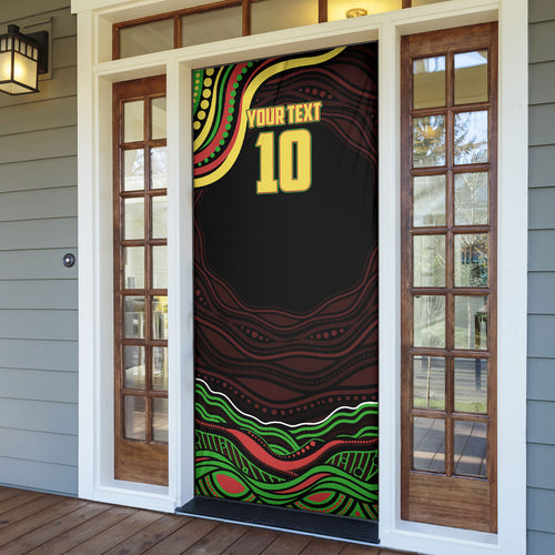 Personalized Penrith Panthers Rugby Mascot Door Cover Aboriginal Dot Art - Dreamtime Rugby Mascot